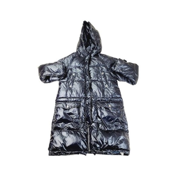 Zara Girl's Shiny Black Hooded Insulated Long Winter Snow Puffer Jacket Sz 14